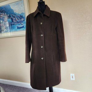 Wool Winter Coat - Women's - Size L - Dark Brown